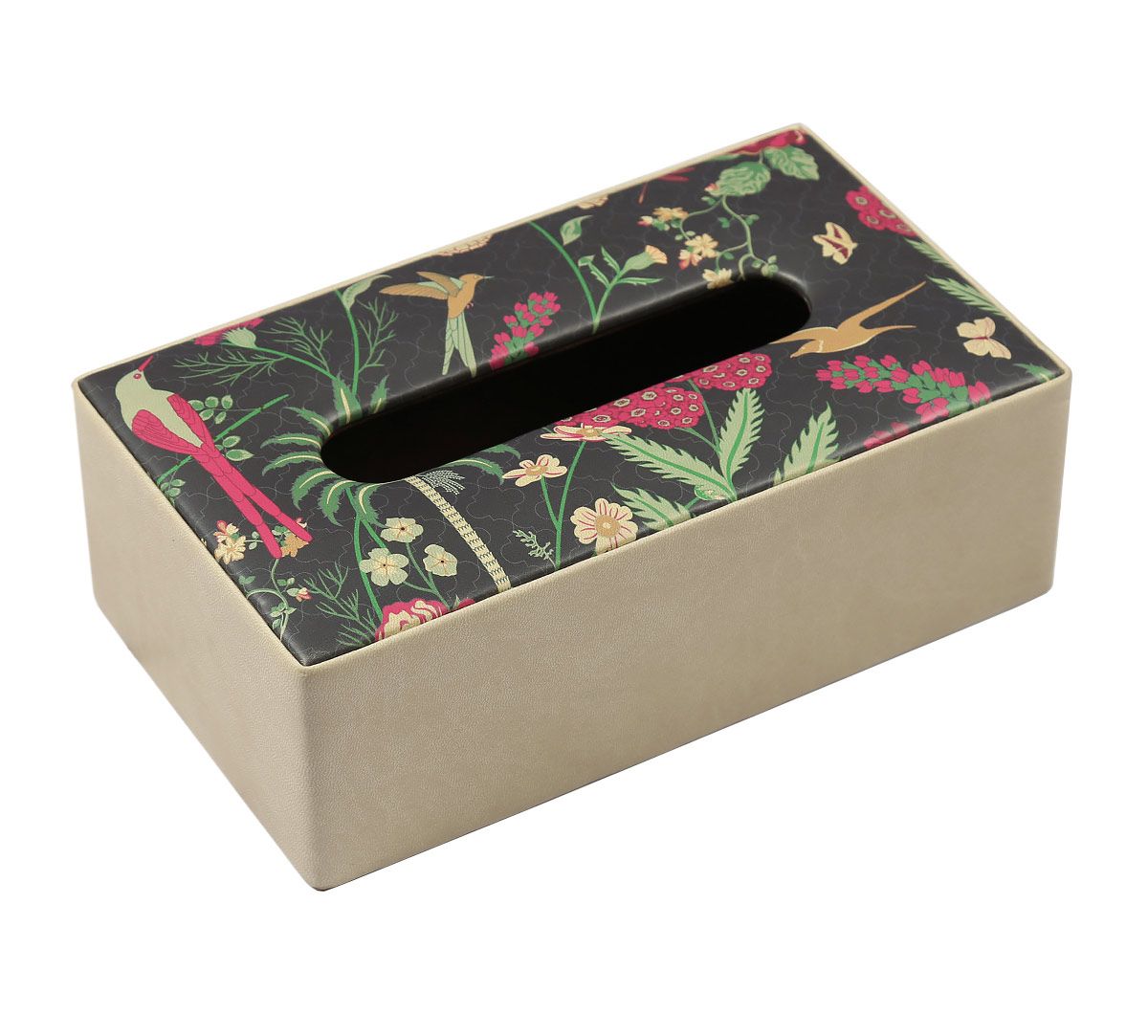 India Circus Floral Galore Leather Tissue Box Holder