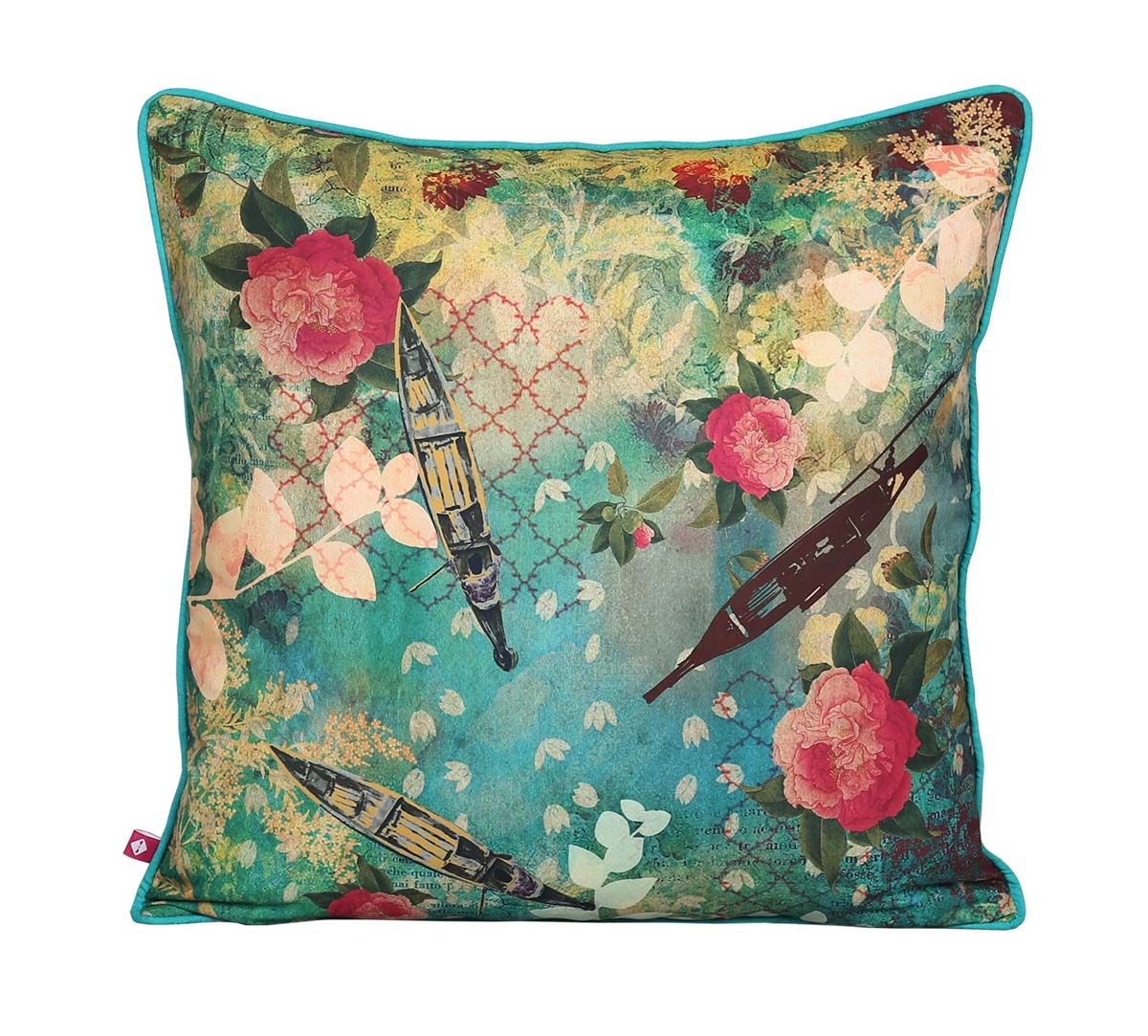 India Circus Floral Lake Inception Polyester Cushion Cover