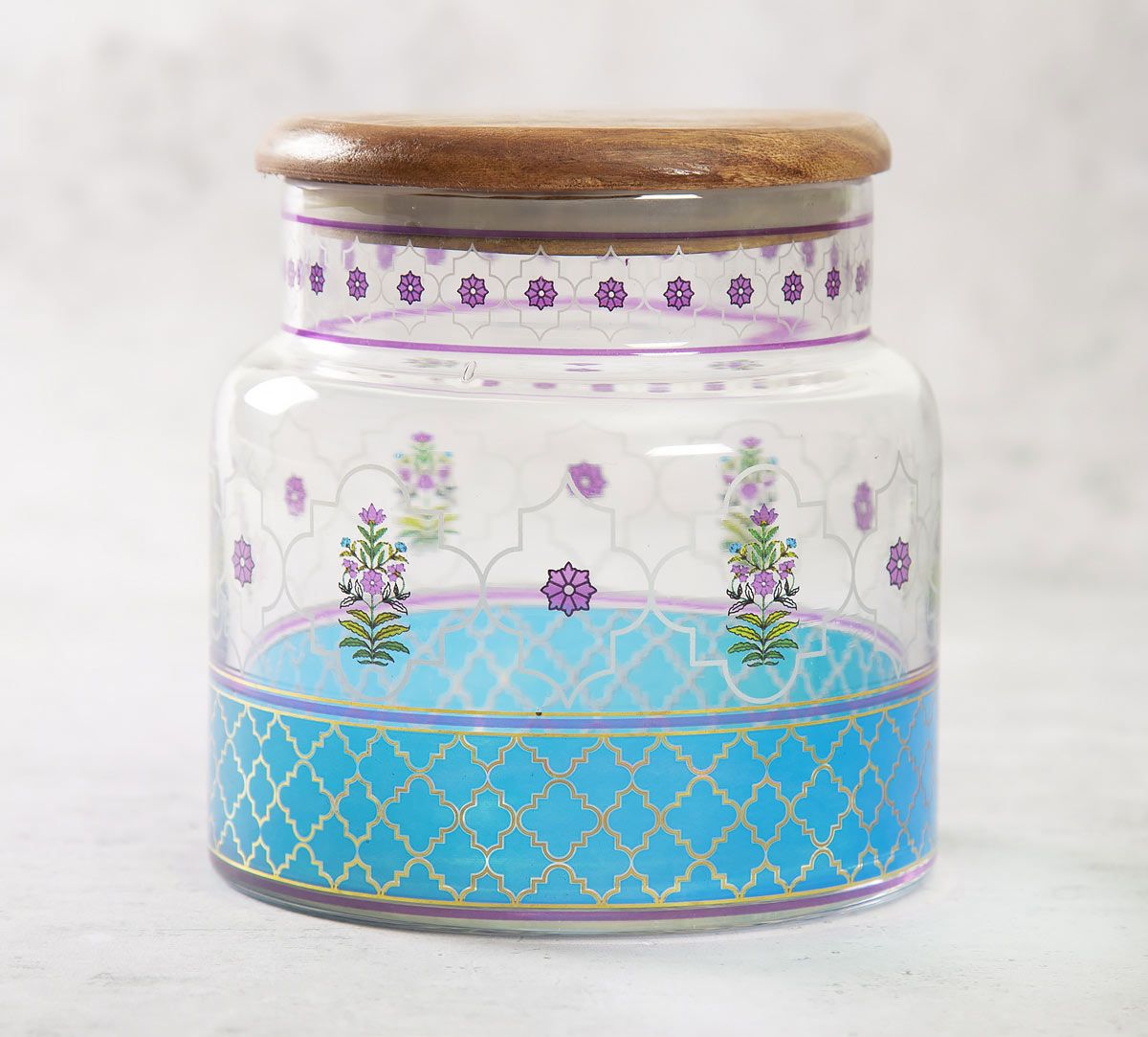 India Circus Floral Lattice Glass Jar