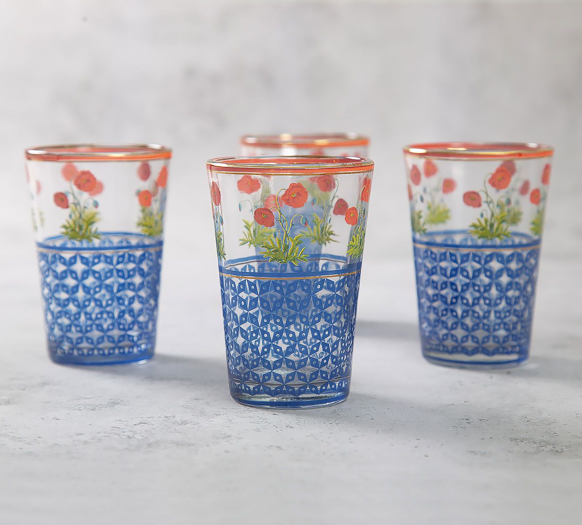 India Circus Flowers and Ferns Chai Glass (Set of 4)