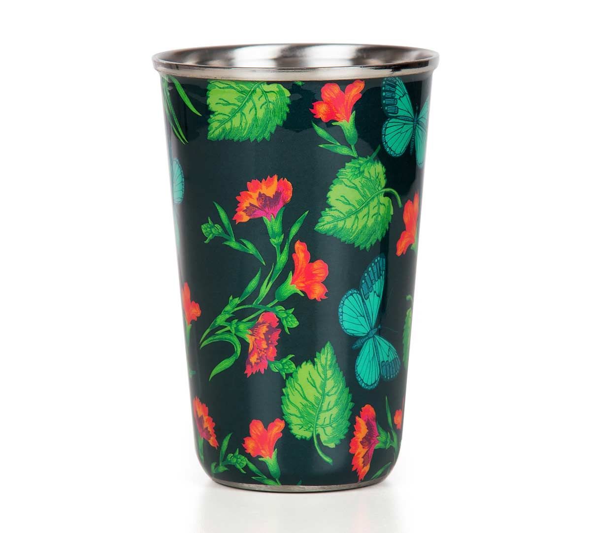 India Circus Fluttering Extravagance Steel Tumbler Set of 2