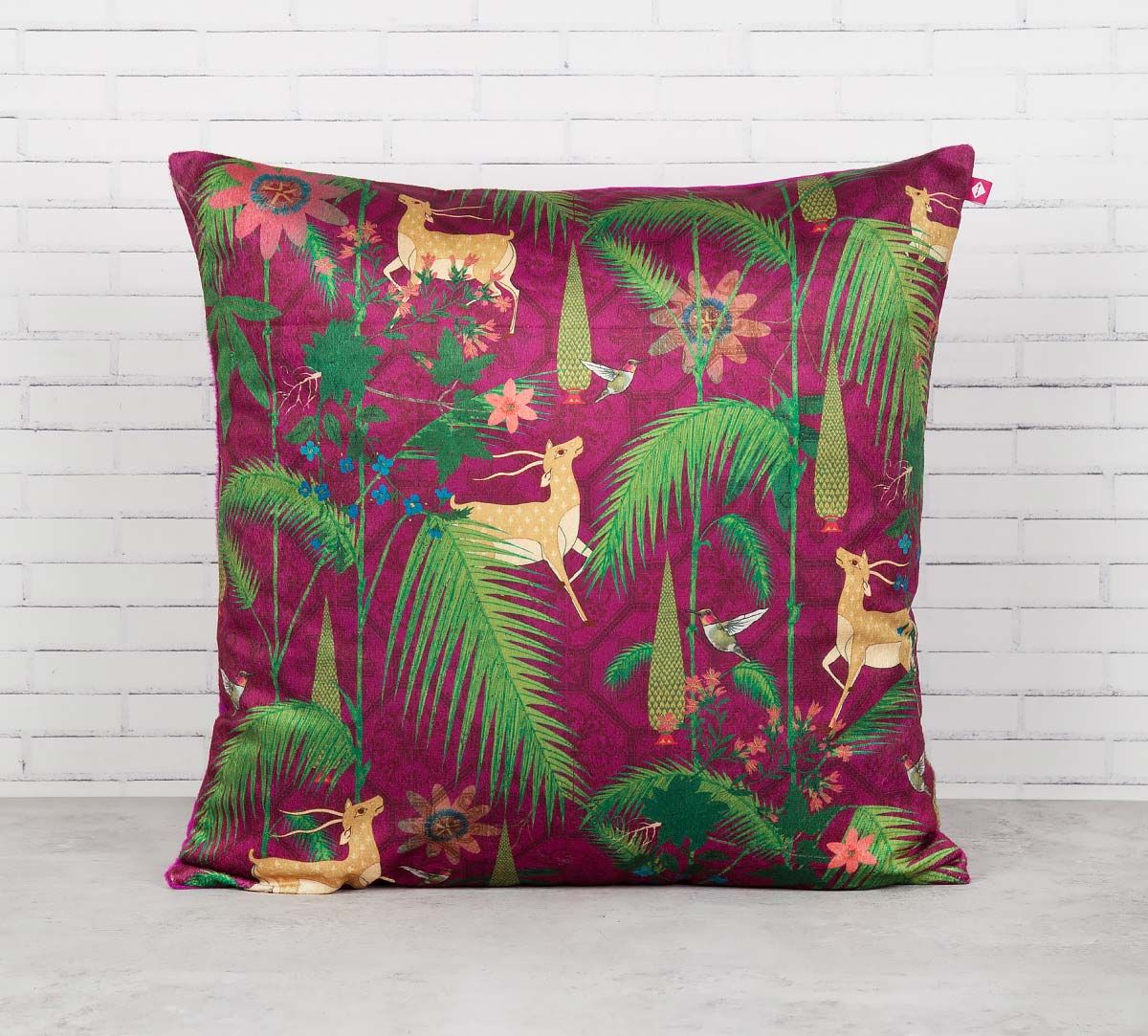India Circus Forest Fetish Blended Velvet Cushion Cover