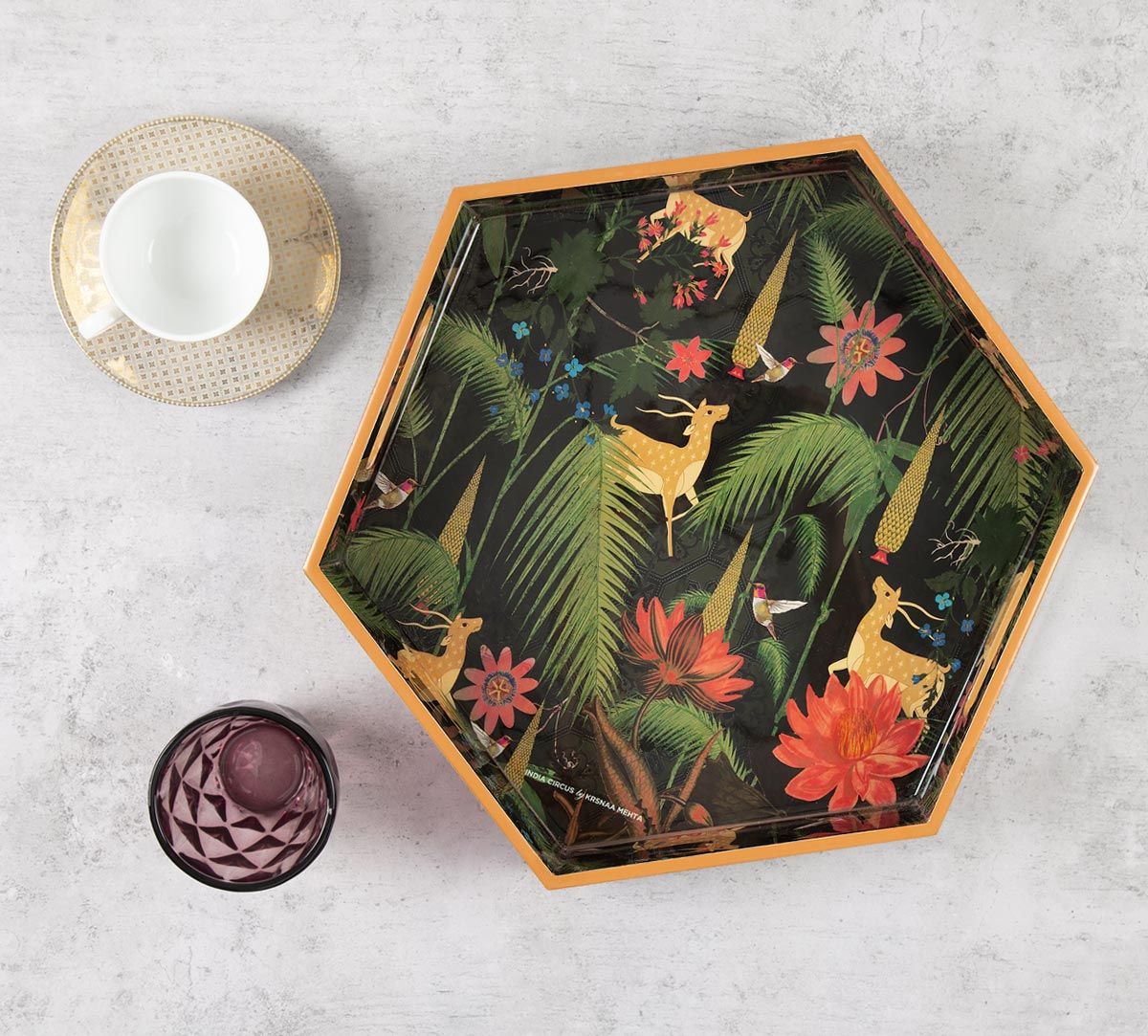 India Circus Forest Fetish Hexagon Serving Tray