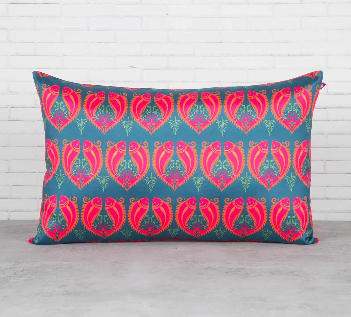 India Circus Fuchsia Fish Romance Blended Taf Silk Cushion Cover