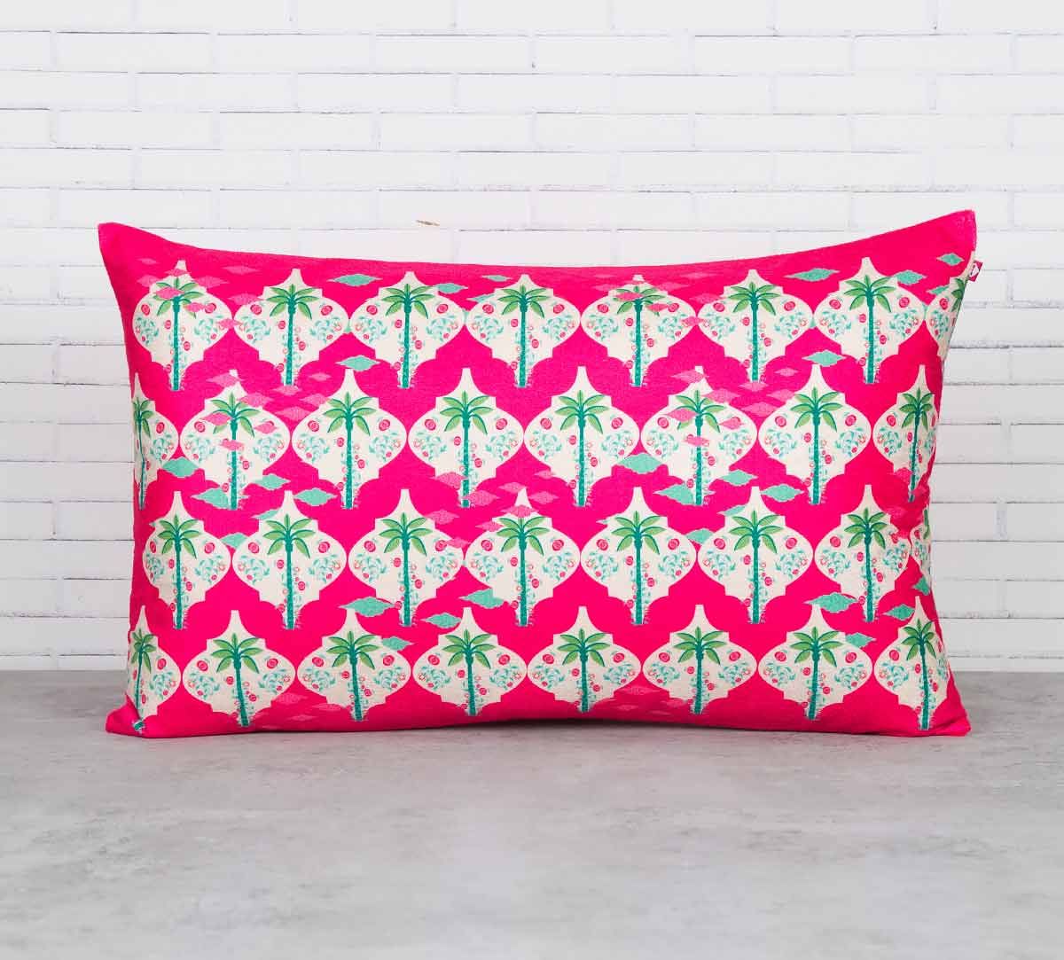 India Circus Fuchsia Palmira Blended Velvet Cushion Cover