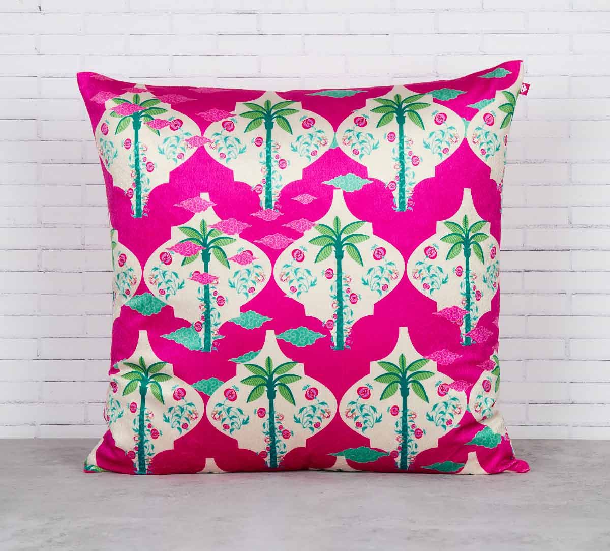 India Circus Fuchsia Palmira Blended Velvet Cushion Cover