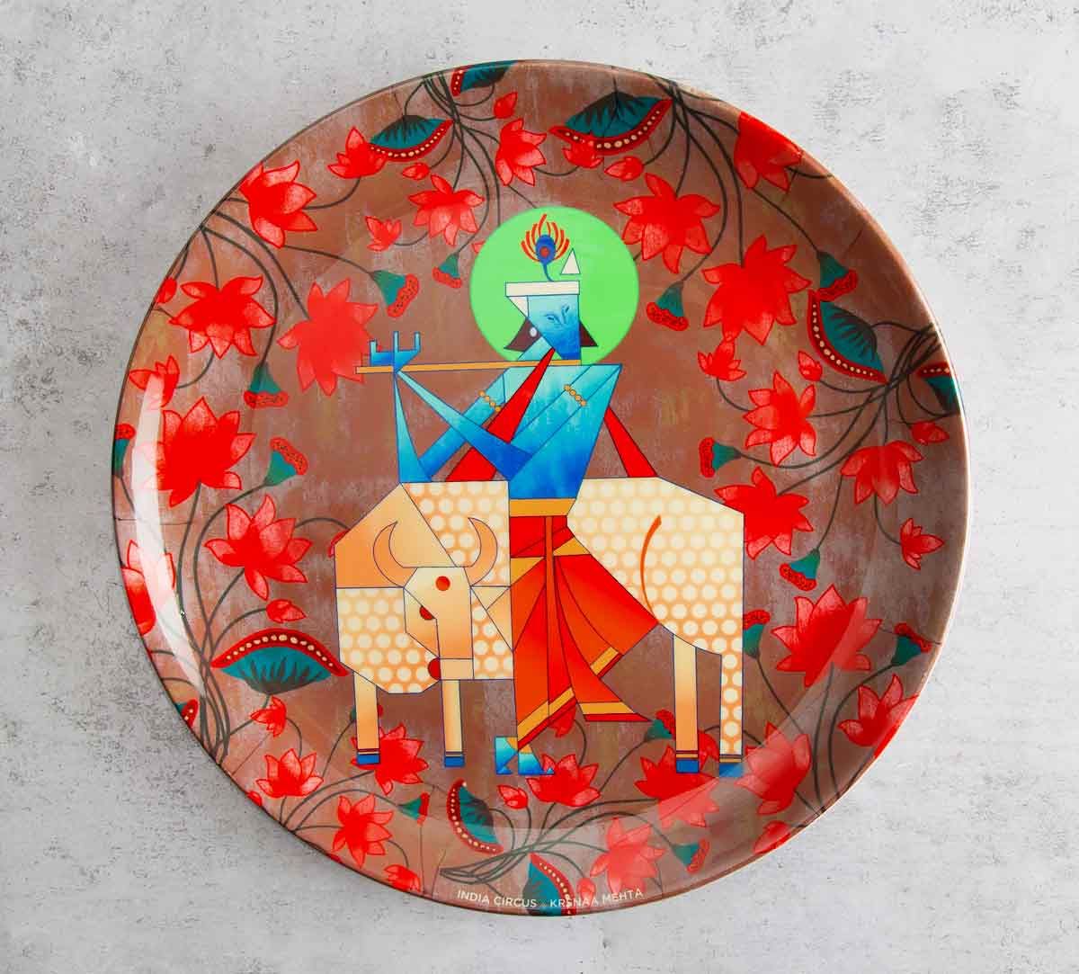 India Circus Geometrical Krishna 10 inch Decorative and Snacks Platter