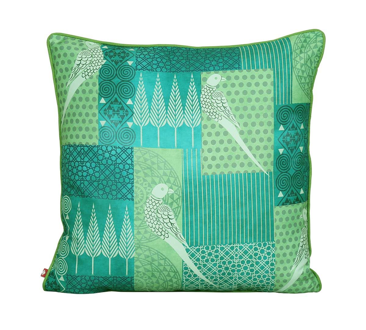 India Circus Geometrical Parrots Polyester Cushion Cover