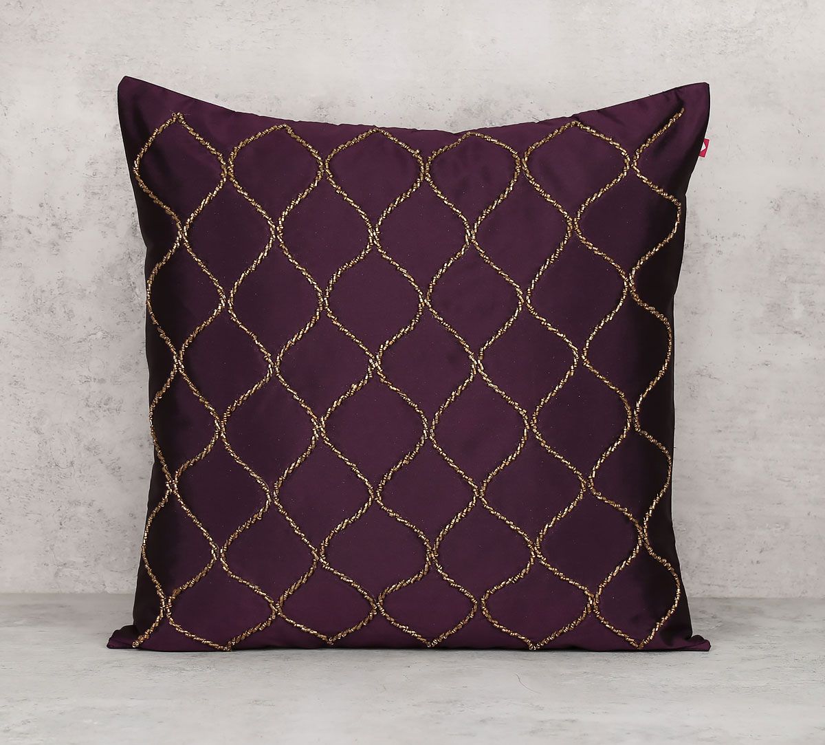India Circus Gold Bead Purple Cushion Cover