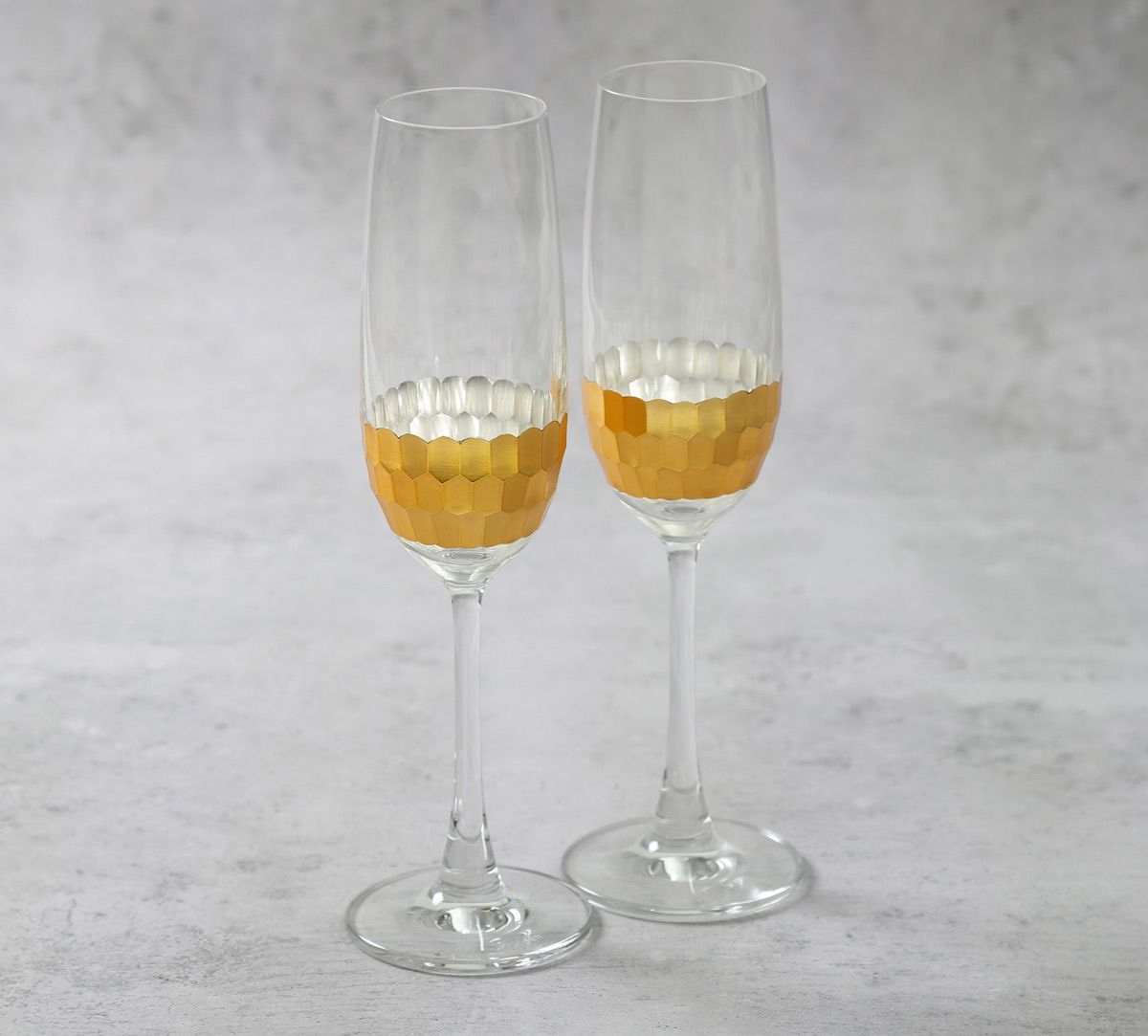 India Circus Gold Honeycomb Champagne Glass (Set of 2)
