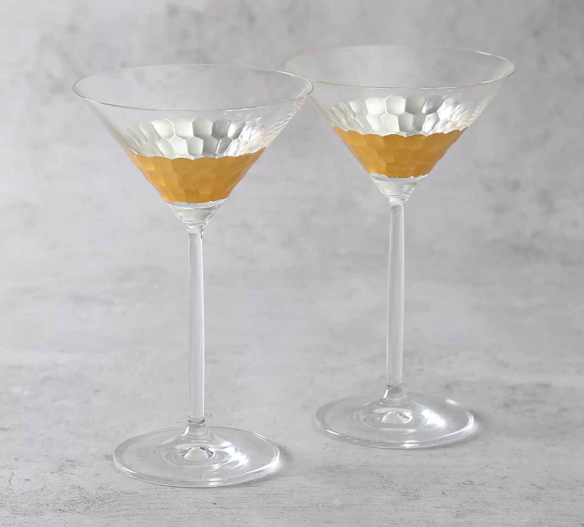 India Circus Gold Honeycomb Martini Glass (Set of 2)