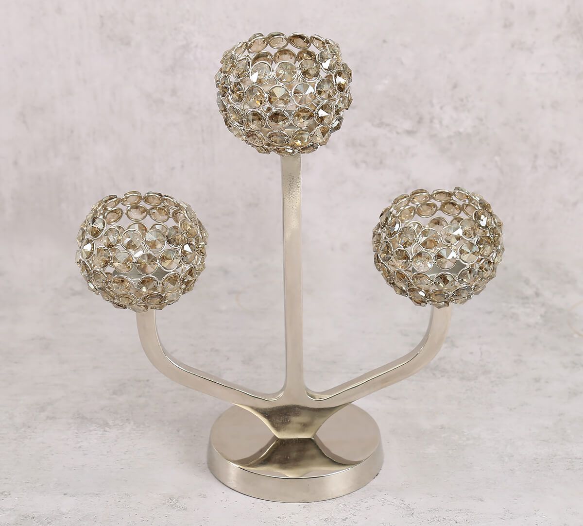 India Circus Grey Globe Crystal Candle Holder