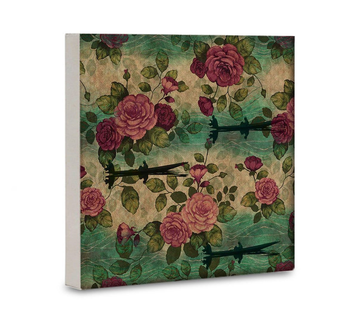 India Cirucs Lakeside Roses Canvas Wall Art