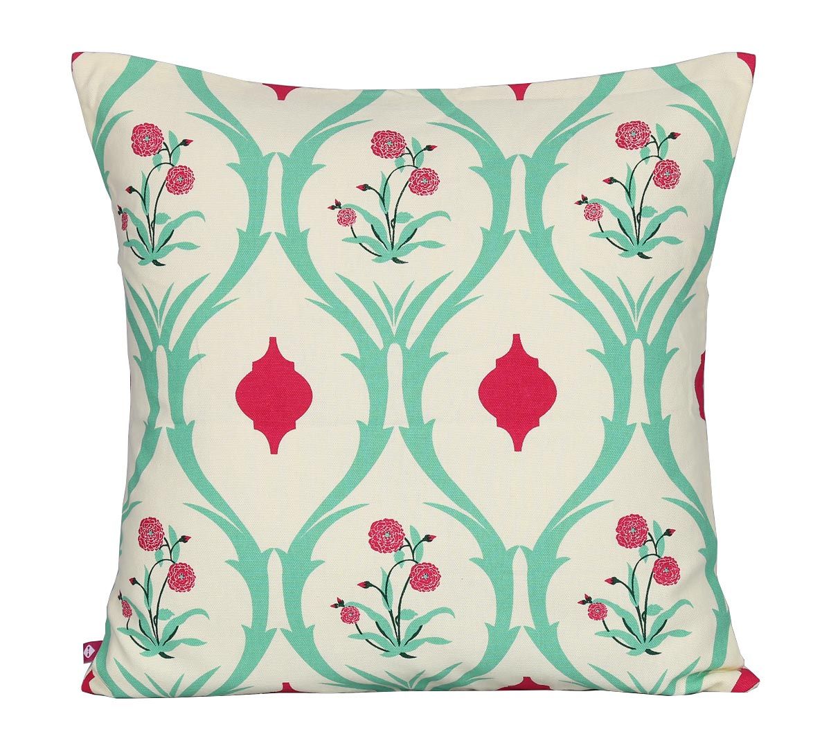 India Circus Lattice Roses Cotton Cushion Cover