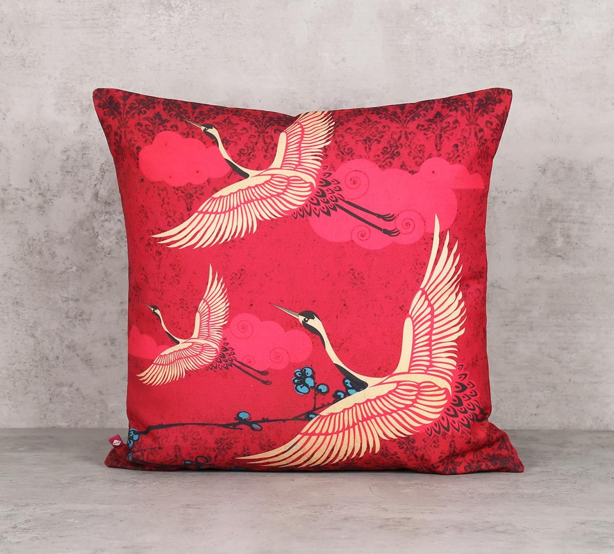 India Circus Legend Of The Cranes Canvas Blend 16 x 16 Cushion Cover