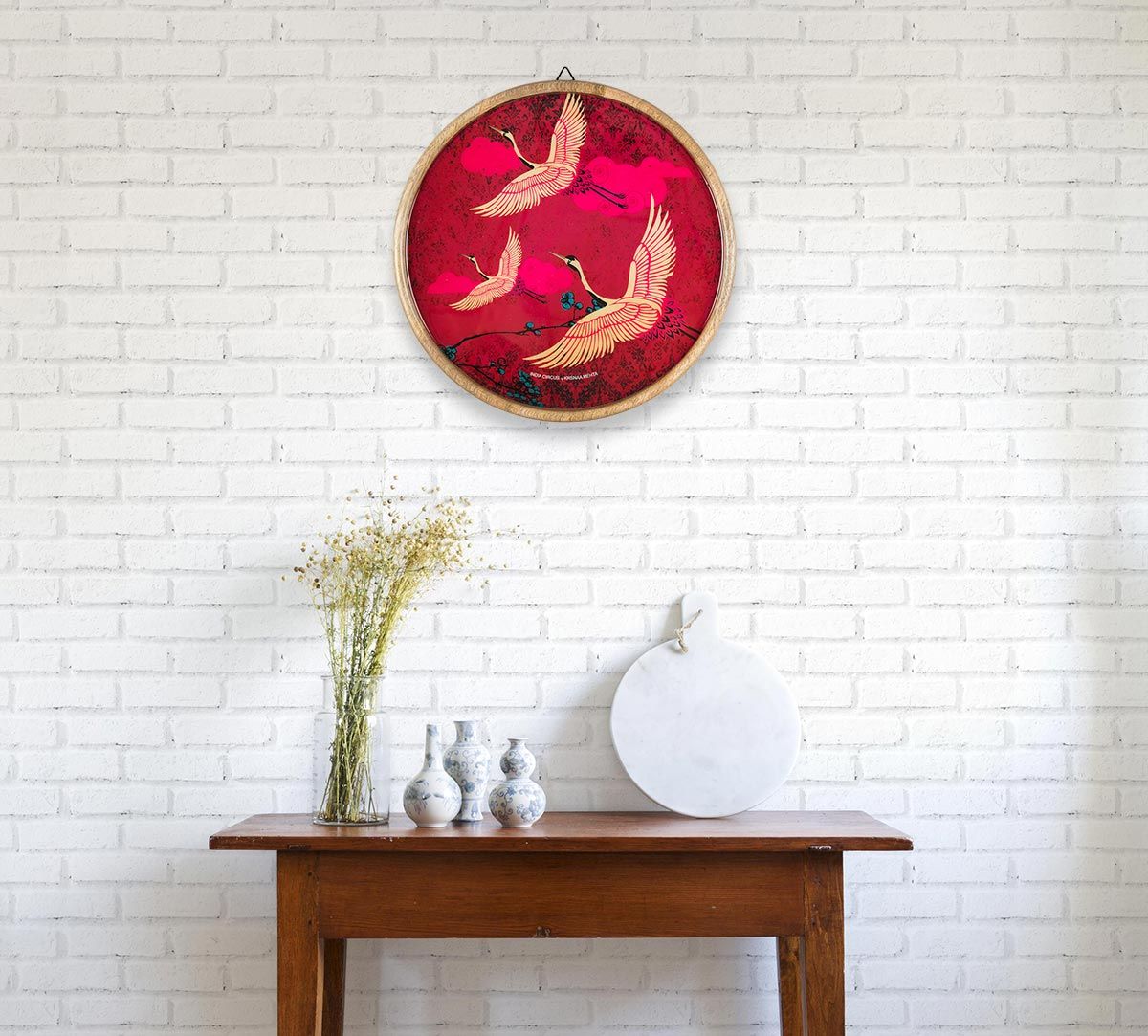 India Circus Legend of the Cranes Wooden Wall Plate