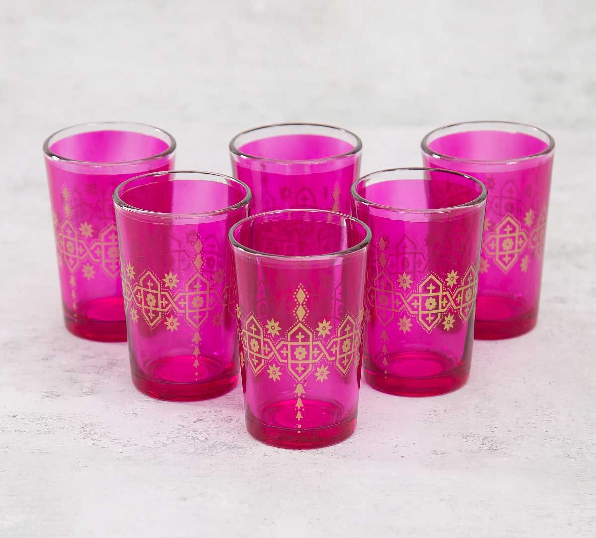 India Circus Lionheart Pink Moroccan Glasses Set of 6