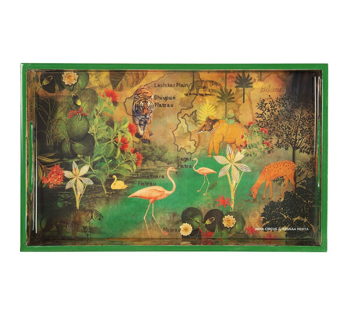 India Circus Mapping Animals Rectangle Serving Tray
