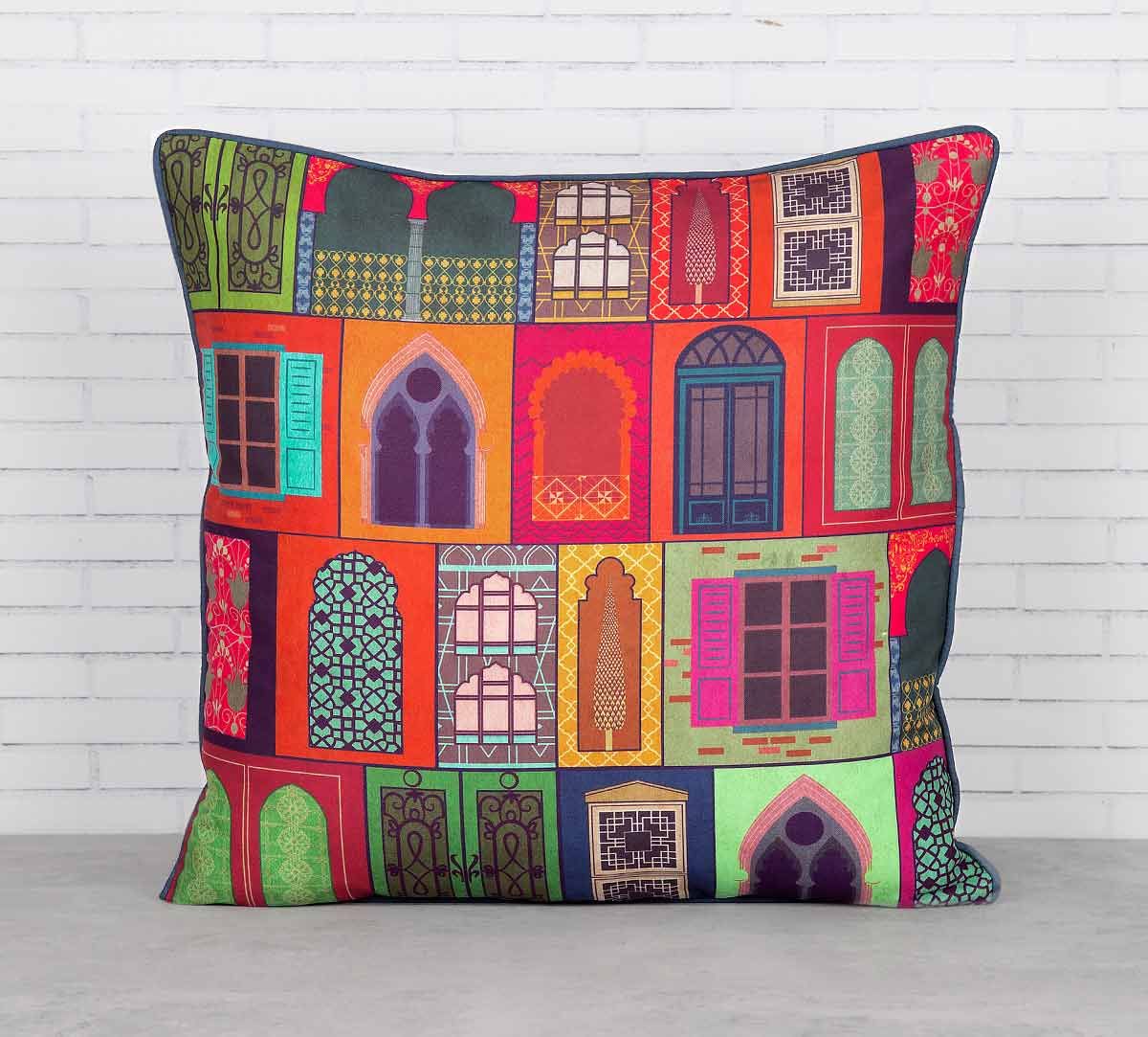 India Circus Mughal Doors Reiteration Blended Taf Silk Cushion Cover