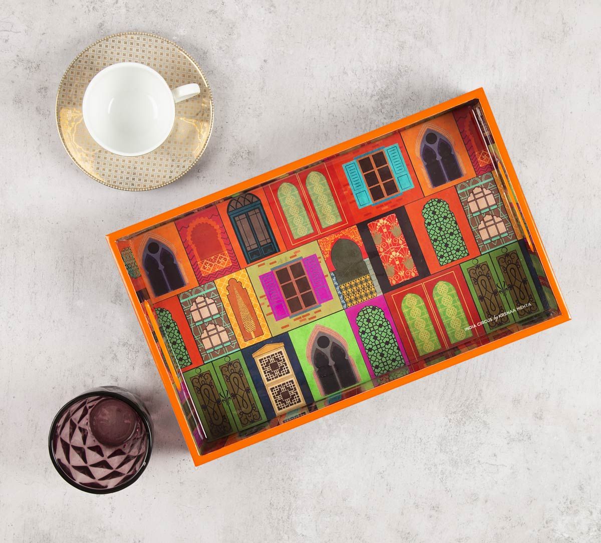 India Circus Mughal Doors Reiteration Rectangle Serving Tray
