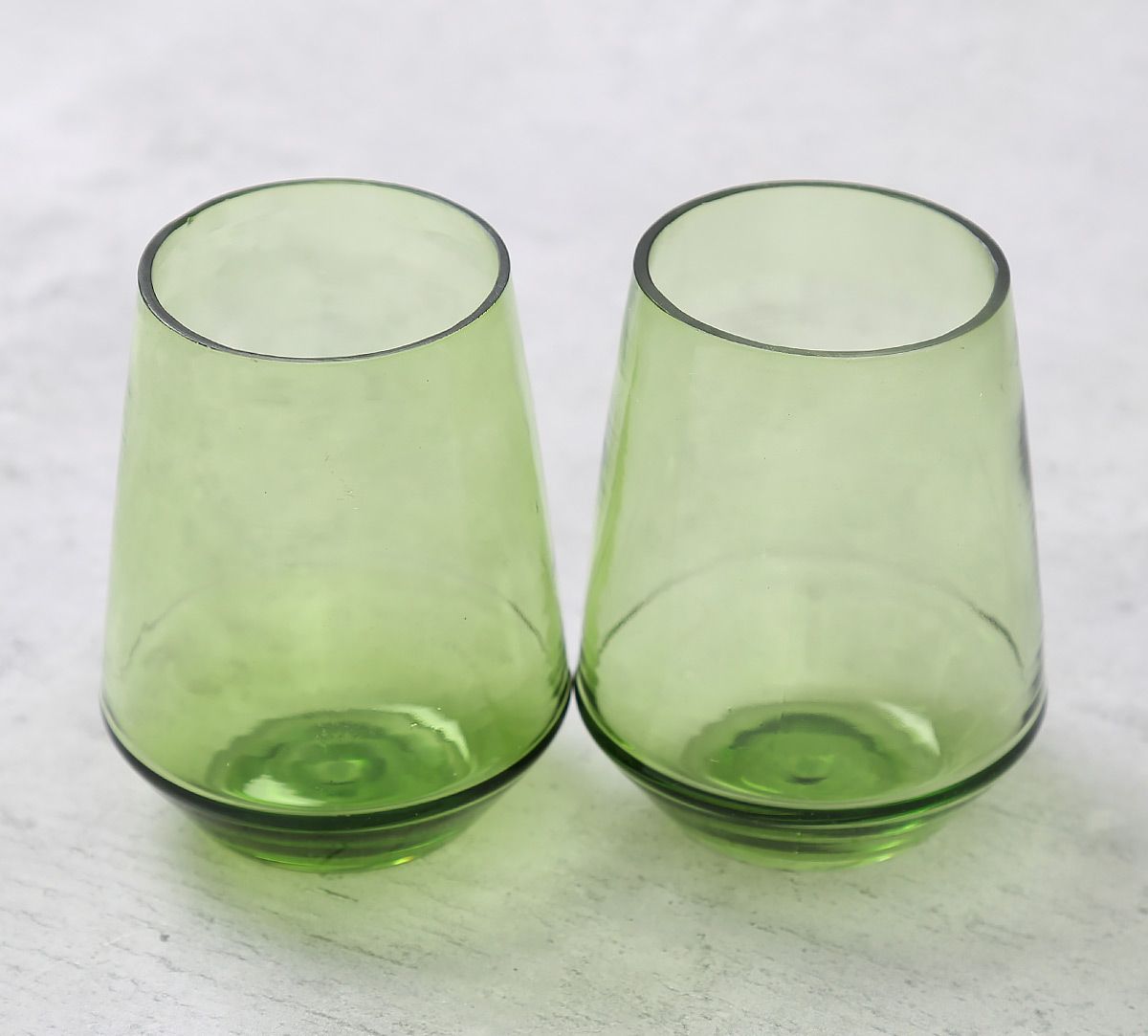 India Circus Olive Round Bottom Drinking Glass (Set of 2)