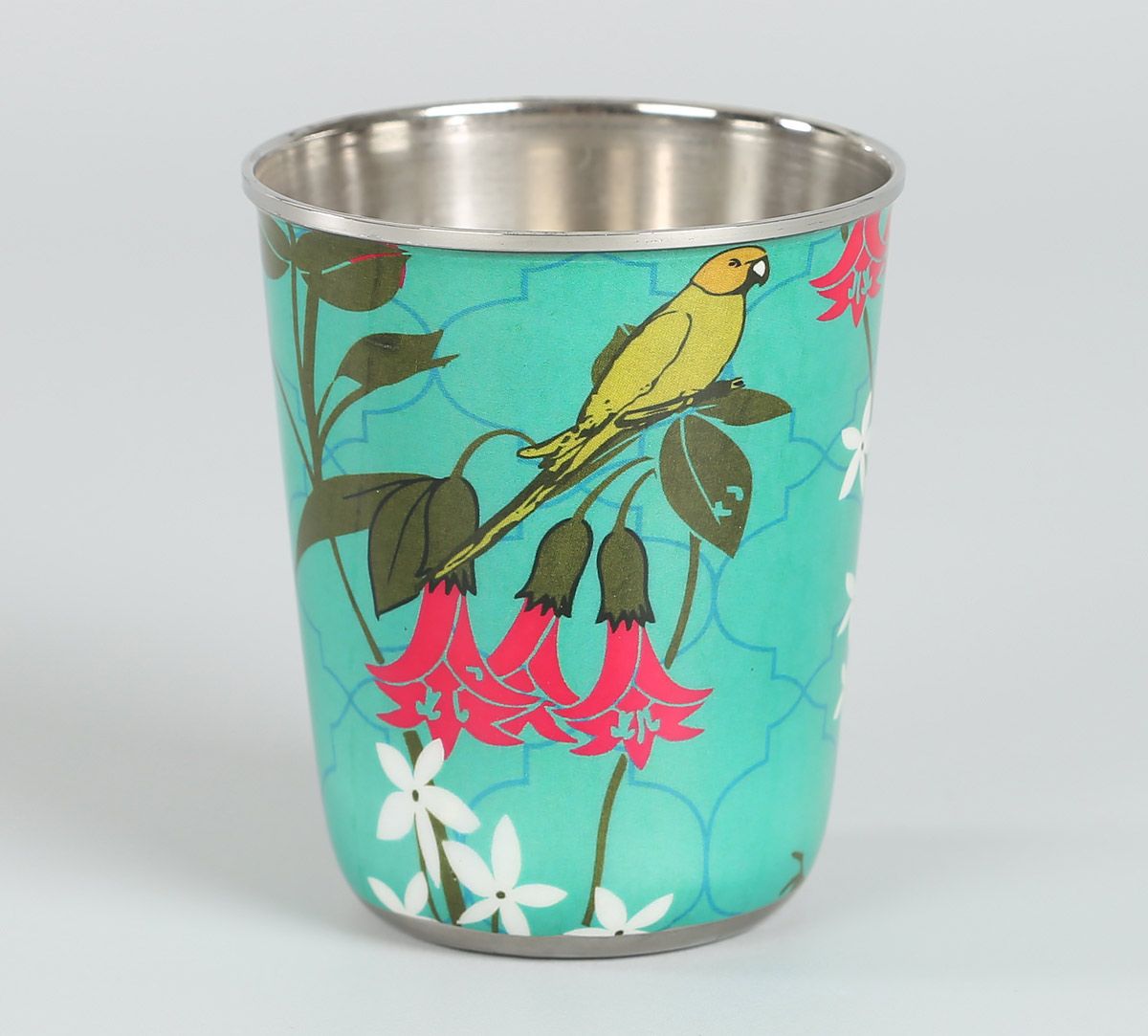 India Circus Parrot & Blooms Small Steel Tumbler (Set of 2)