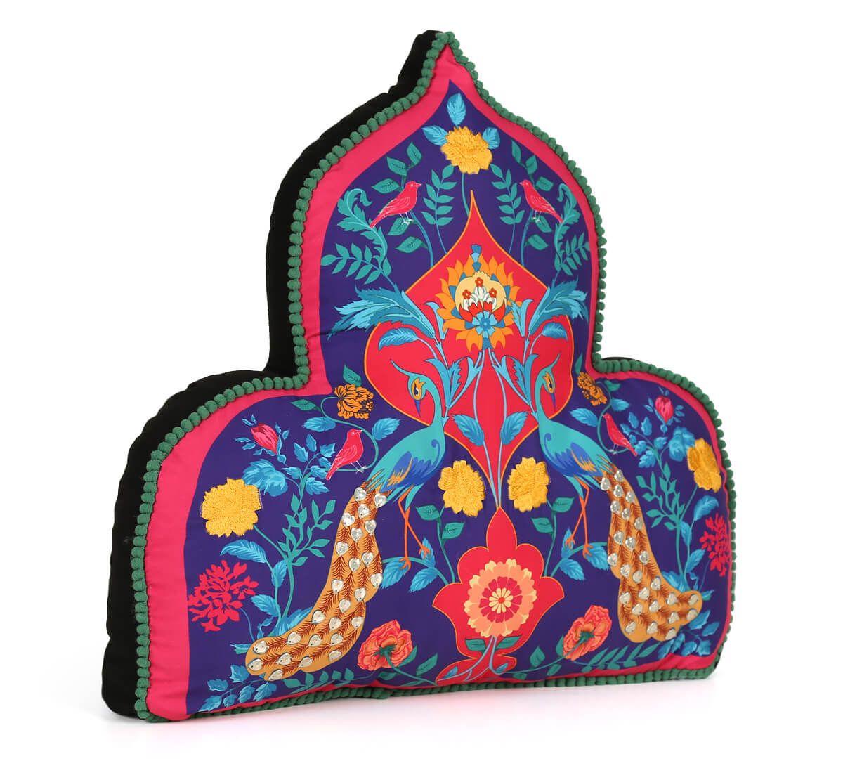 India Circus Peacock Psychedelic Shaped Cushion