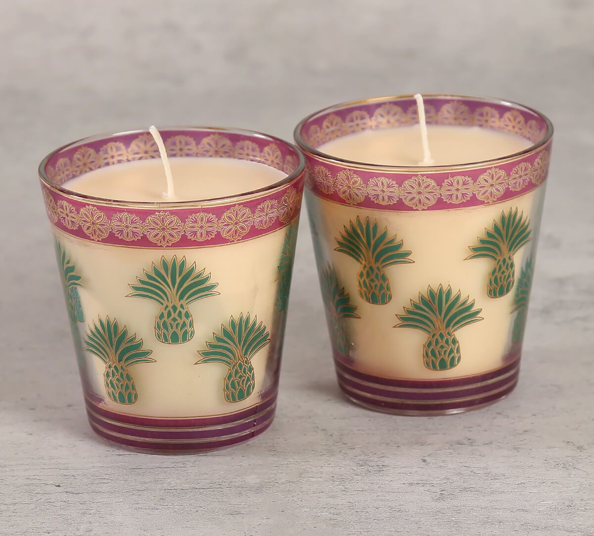 India Circus Pineapple Stem Green Candle Votive