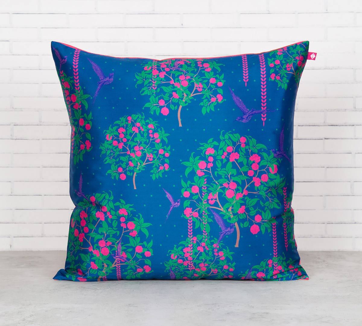 India Circus Prussian Berry Pecker Blended Taf Silk Cushion Cover