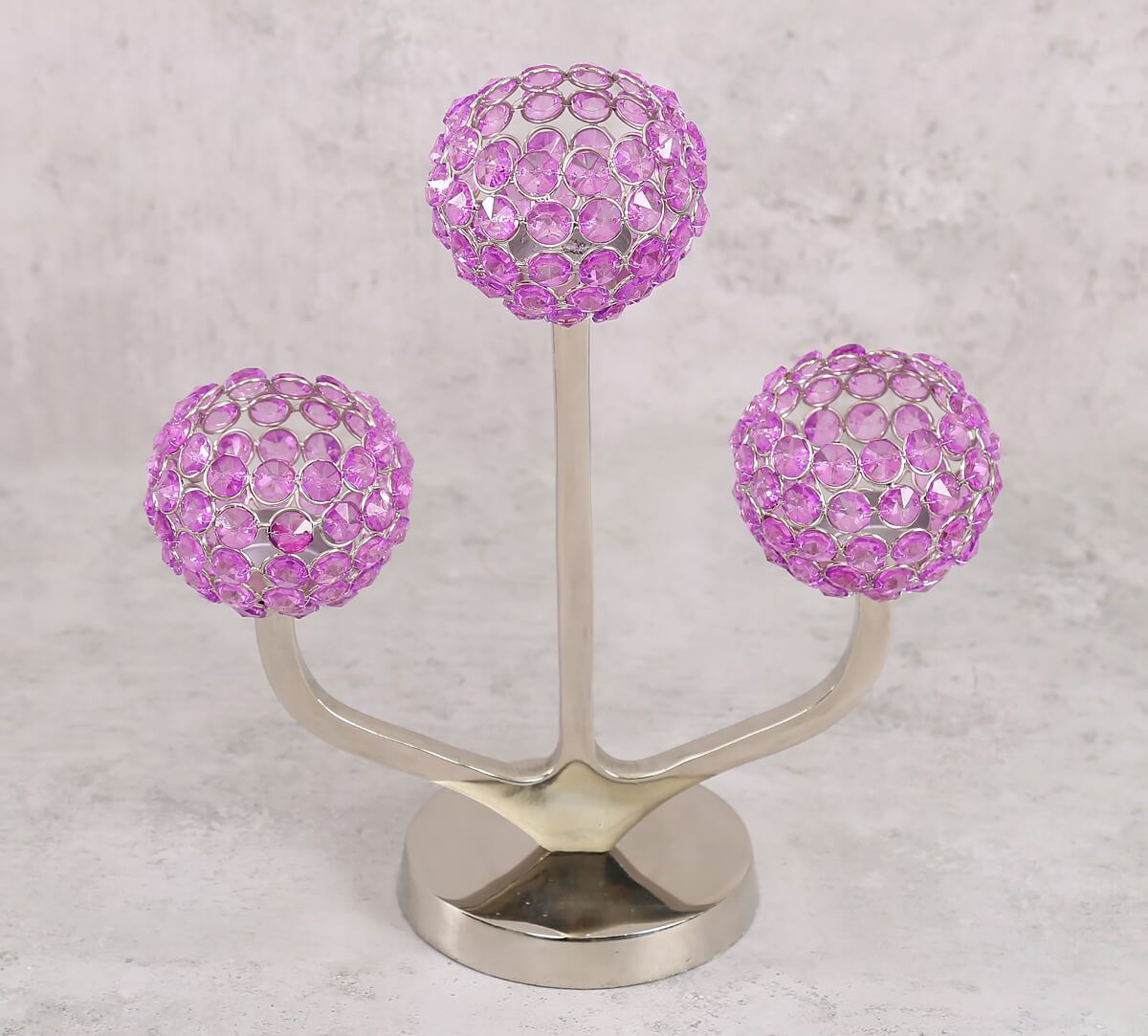 India Circus Purple Globe Crystal Candle Holder