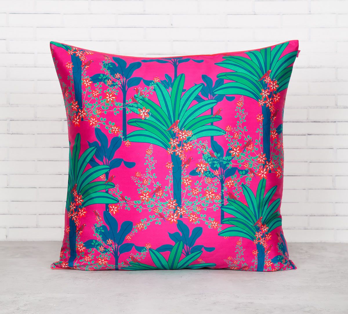 India Circus Royal Palms Blended Taf Silk Cushion Cover