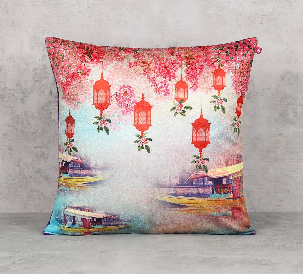 India Circus Scarlet Shadow Blend Velvet 16 x 16 Cushion Cover