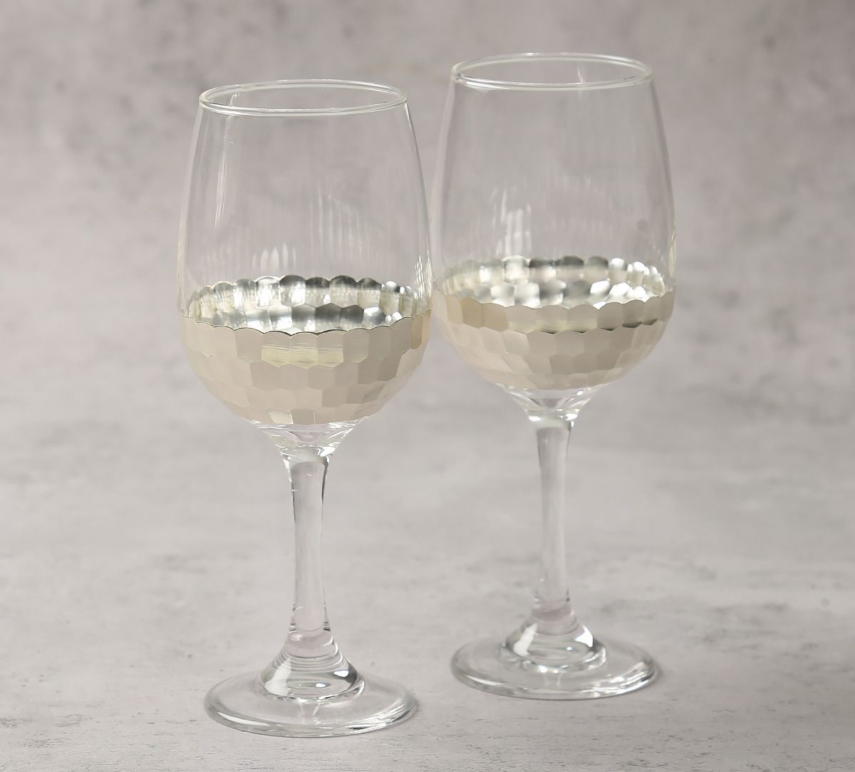 India Circus Silver Honeycomb Wine Glass (Set of 2)