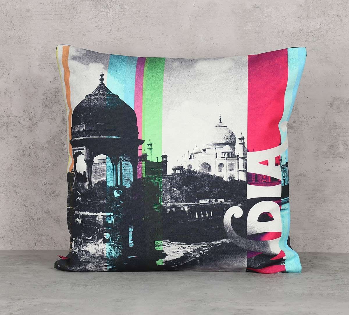 India Circus Strokes of India Canvas Blend Cushion Cover