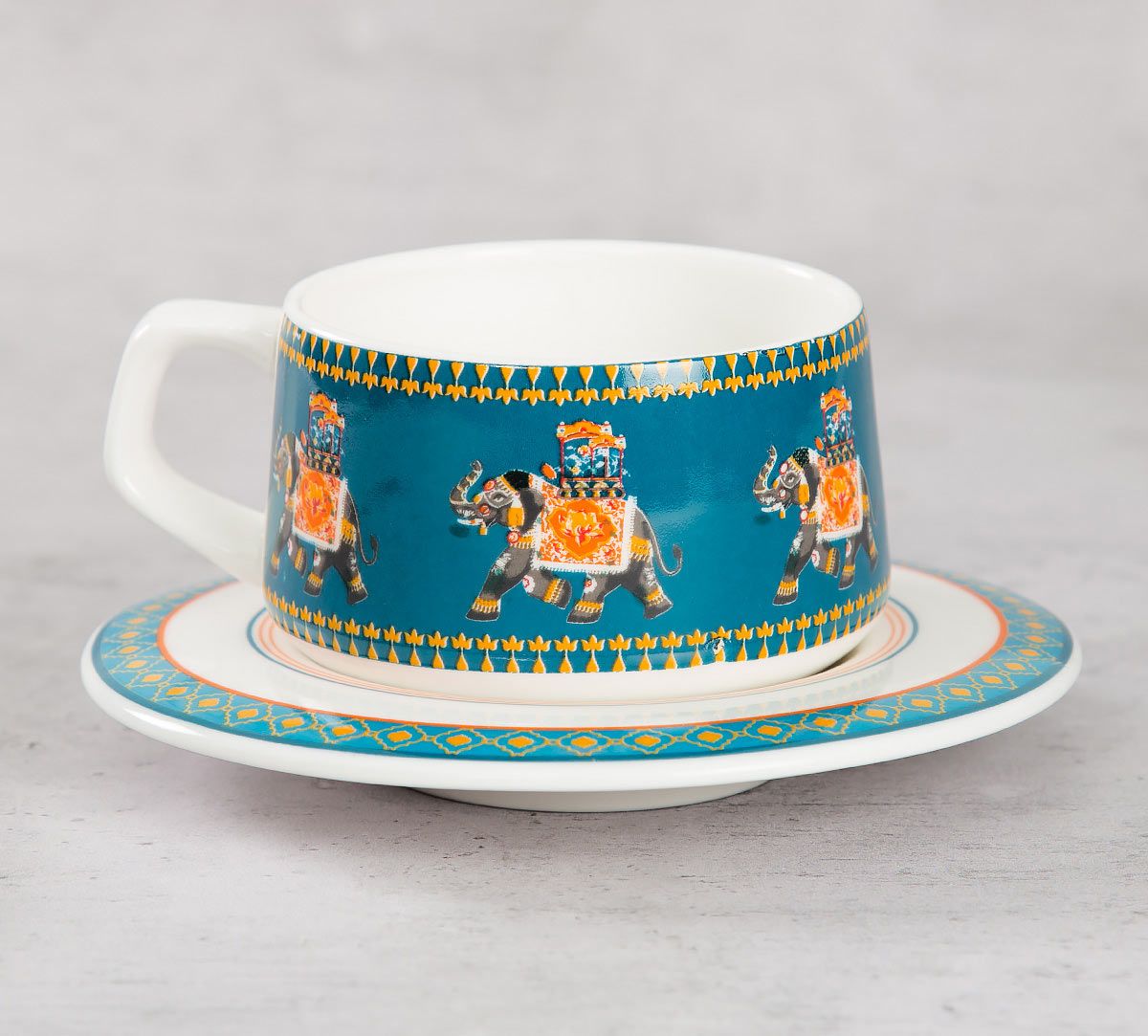 India Circus Swirling Safari Cup and Saucer (Set of 6)