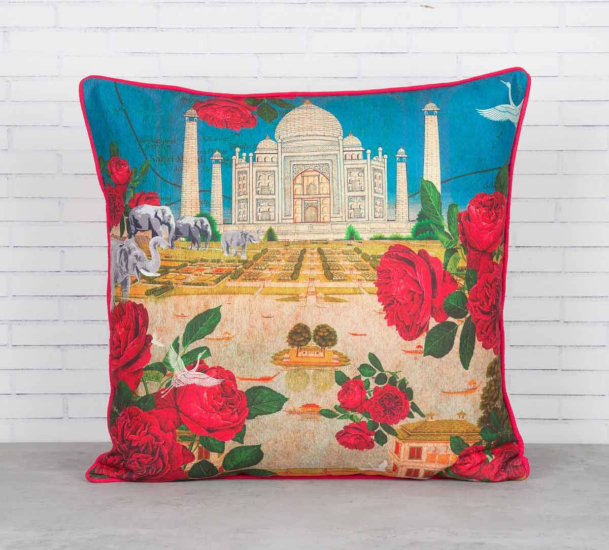 India Circus Taj Ka Raj Blended Taf Silk Cushion Cover