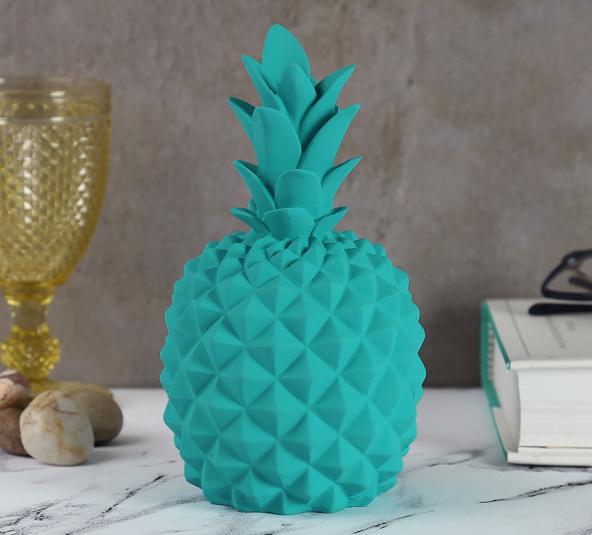 India Circus Teal Pineapple Decor Accent
