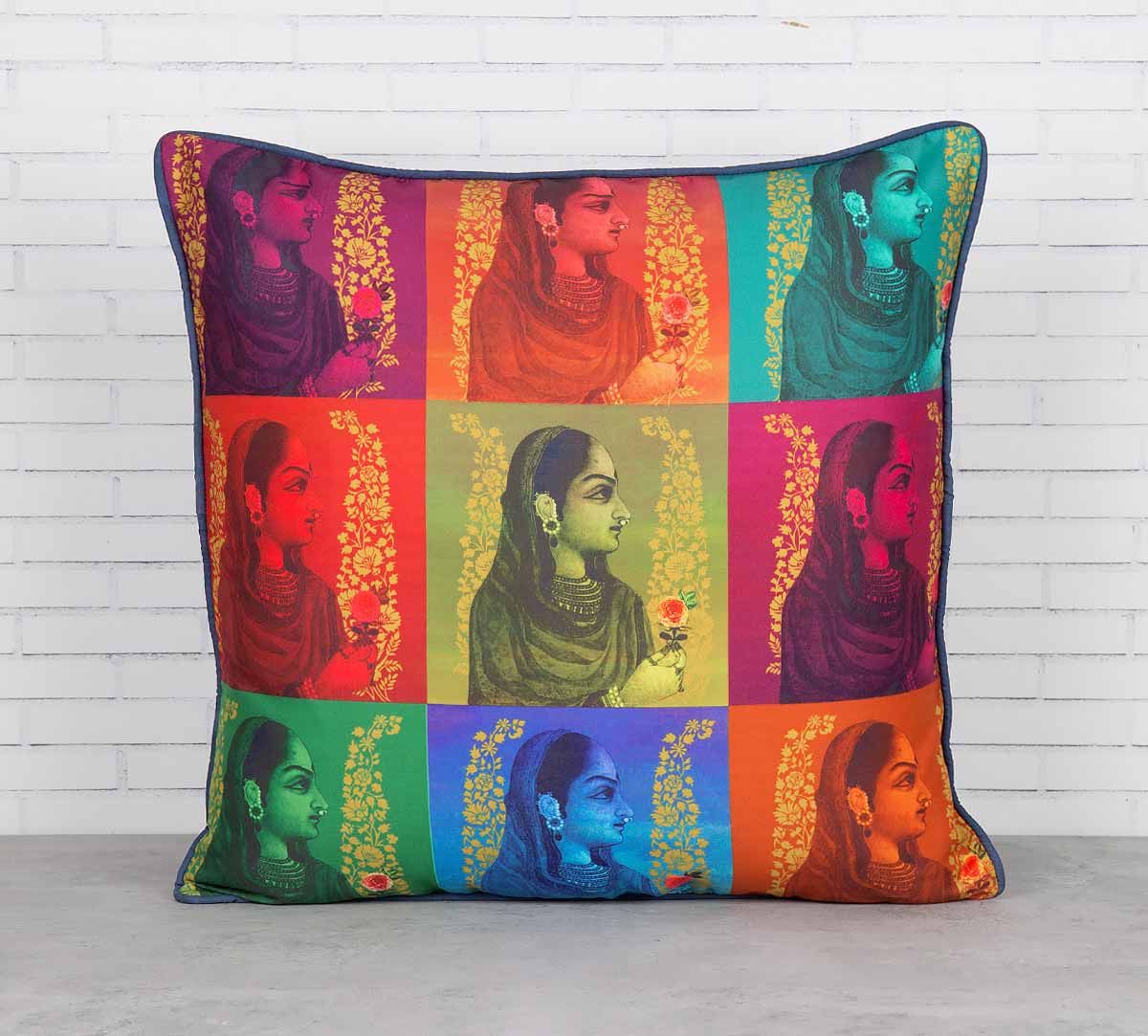 India Circus Tinted Queen Blended Taf Silk Cushion Cover