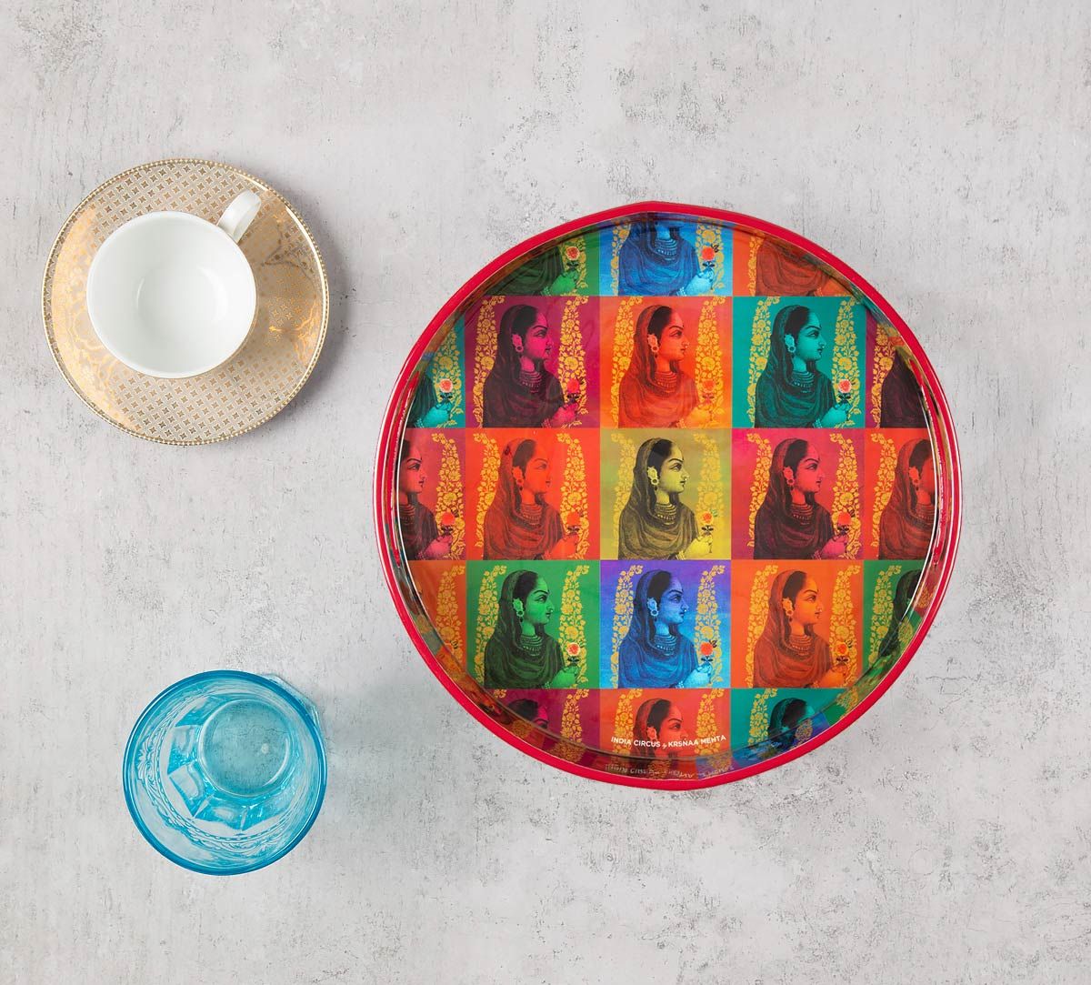 India Circus Tinted Queen Round Serving Tray
