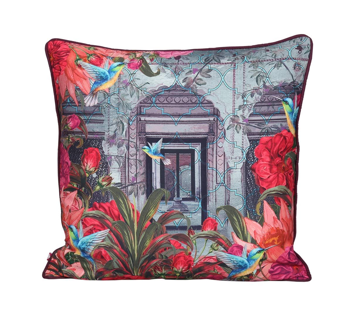India Circus Trapped Bluebird Polyester Cushion Cover