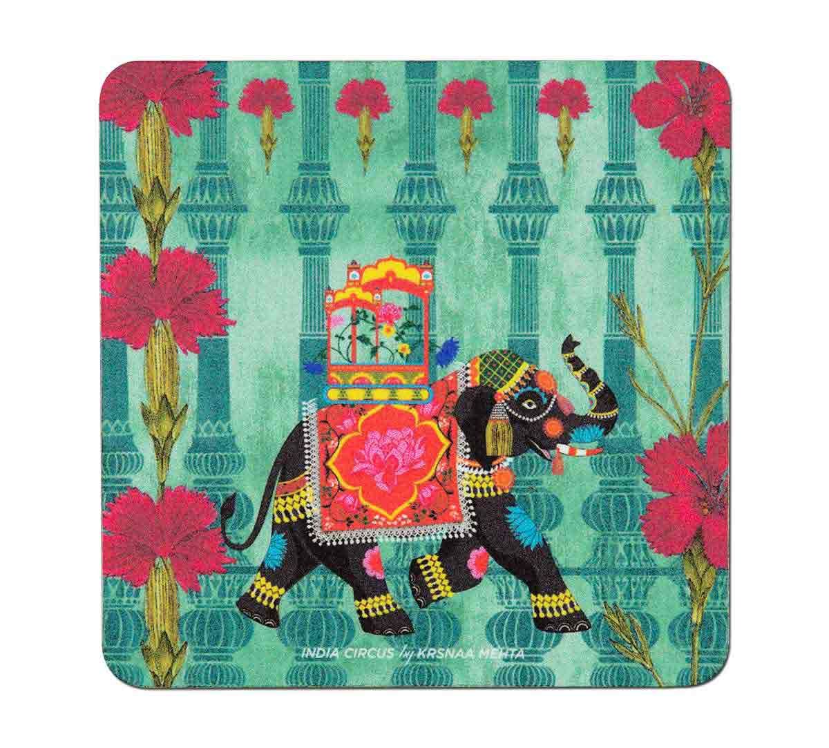 India Circus Tusker Chariot Table Coaster Set of 6