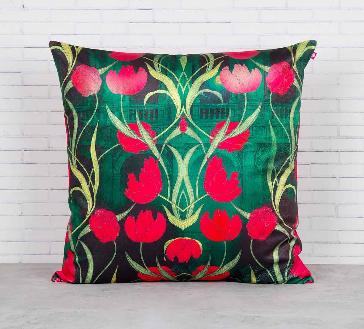 India Circus Waves of Blossom Blended Velvet Cushion Cover