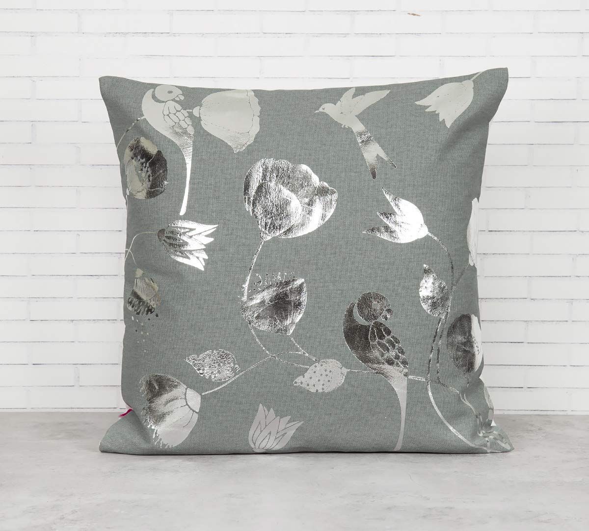 India Circus Whispering Birds Foil Cushion Cover