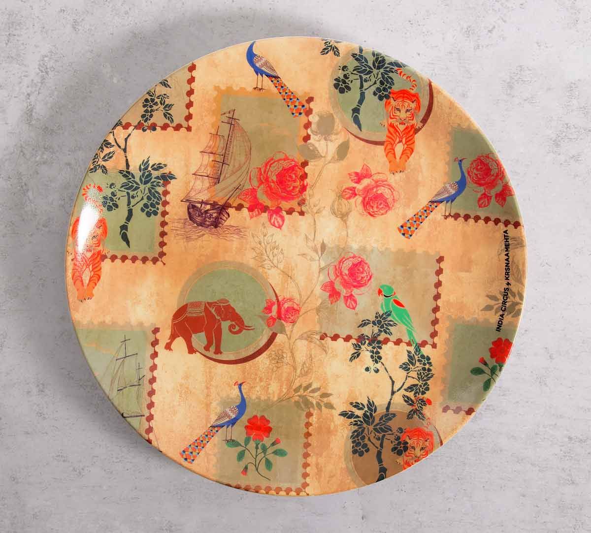 India Circus Wildlife Stamps 10 inch Decorative and Snacks Platter