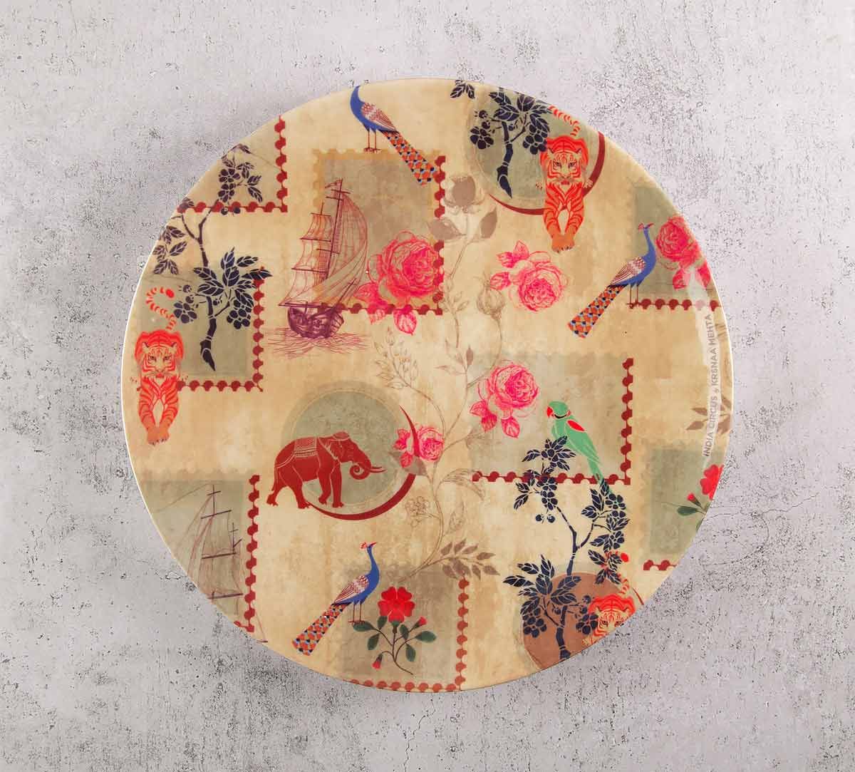 India Circus Wildlife Stamps 8 inch Decorative and Snacks Platter