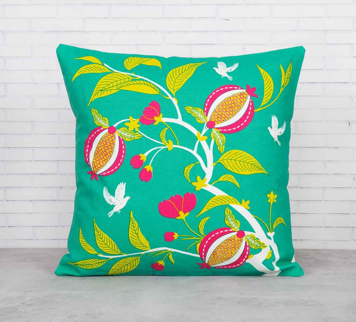 India Circus Fruits of The Tropic Green Cotton Cushion Cover