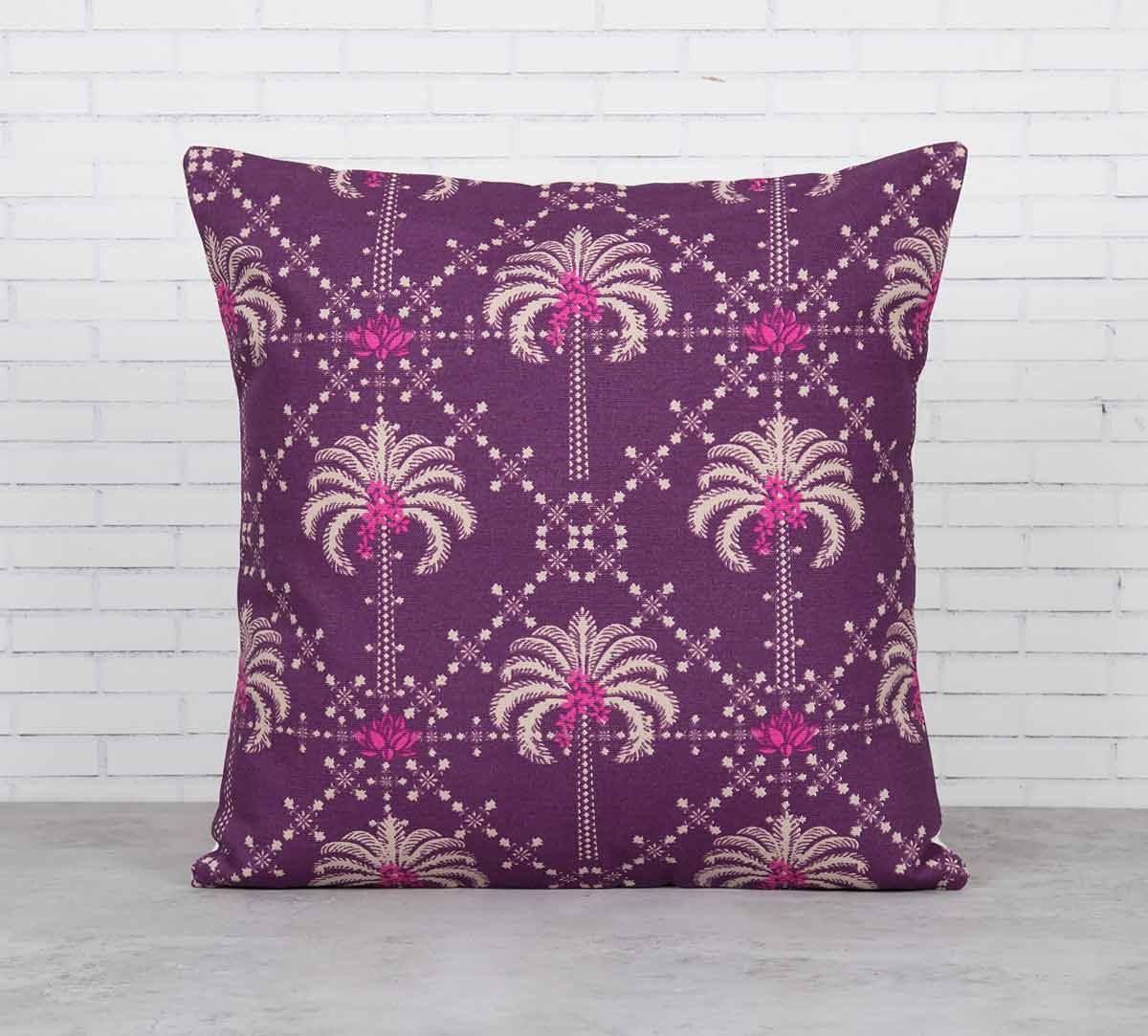 India Circus Poly Palmeira Sepia Cotton Cushion Cover