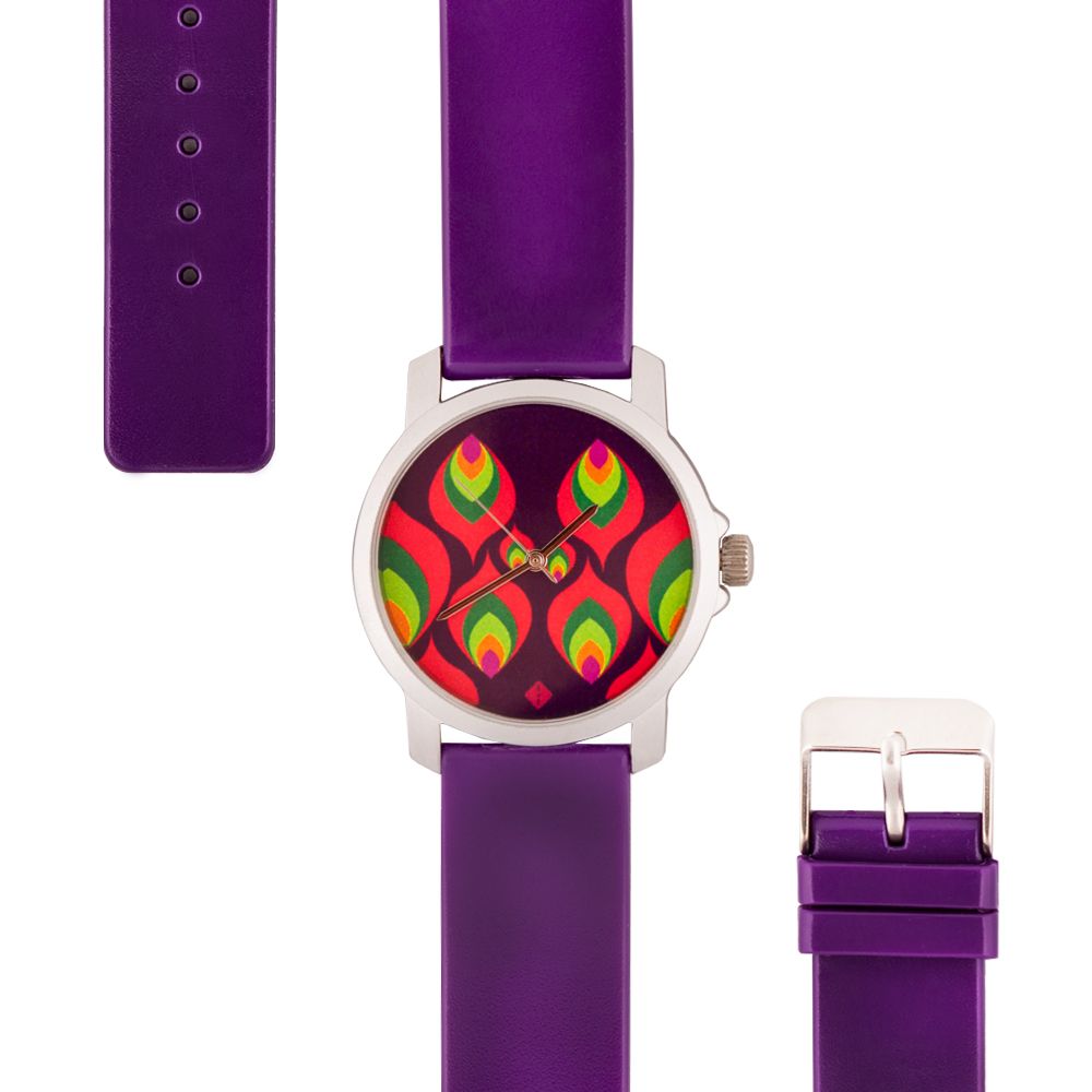 Multi-coloured Leaf Motif Women's Watch