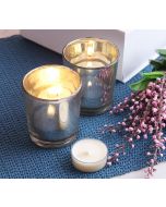 India Circus Silver Glass Votives Gift Box (Set of 2)