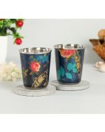 India Circus Blue Floral Lake Inception Small Steel Tumbler (Set of 2)